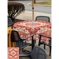 thumbnail image 6 of Square Outdoor Tablecloth with Umbrella Hole Burnt Orange Boho Outside Table Cloth Waterproof Patio Table Cover Ethnic Geometric Southwest Zipper Tablecloths for Picnic Party Camping 60x60 Inch, 6 of 8