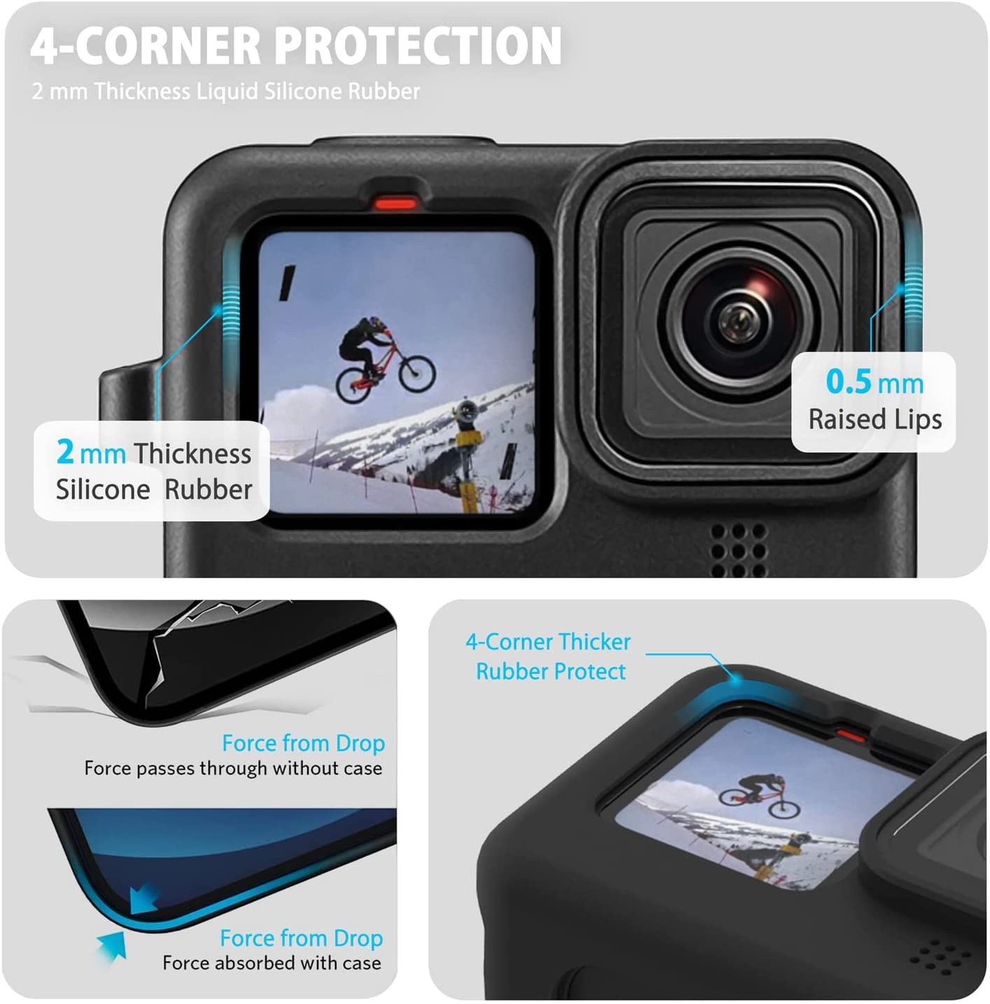 Accessories Kit for Gopro Hero 12 11 10 9 Black Waterproof Housing Silicone  Case Glass Screen Protector Bundle for Go pro Gopro12 Gopro11 Gopro10