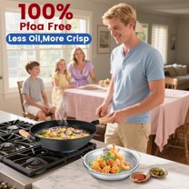 13'' Nonstick Wok, Cast Iron Wok with Lid, 5 PCS Wok Pan & Stir-Fry Pans Set with Oil Filter Tray and Spatula