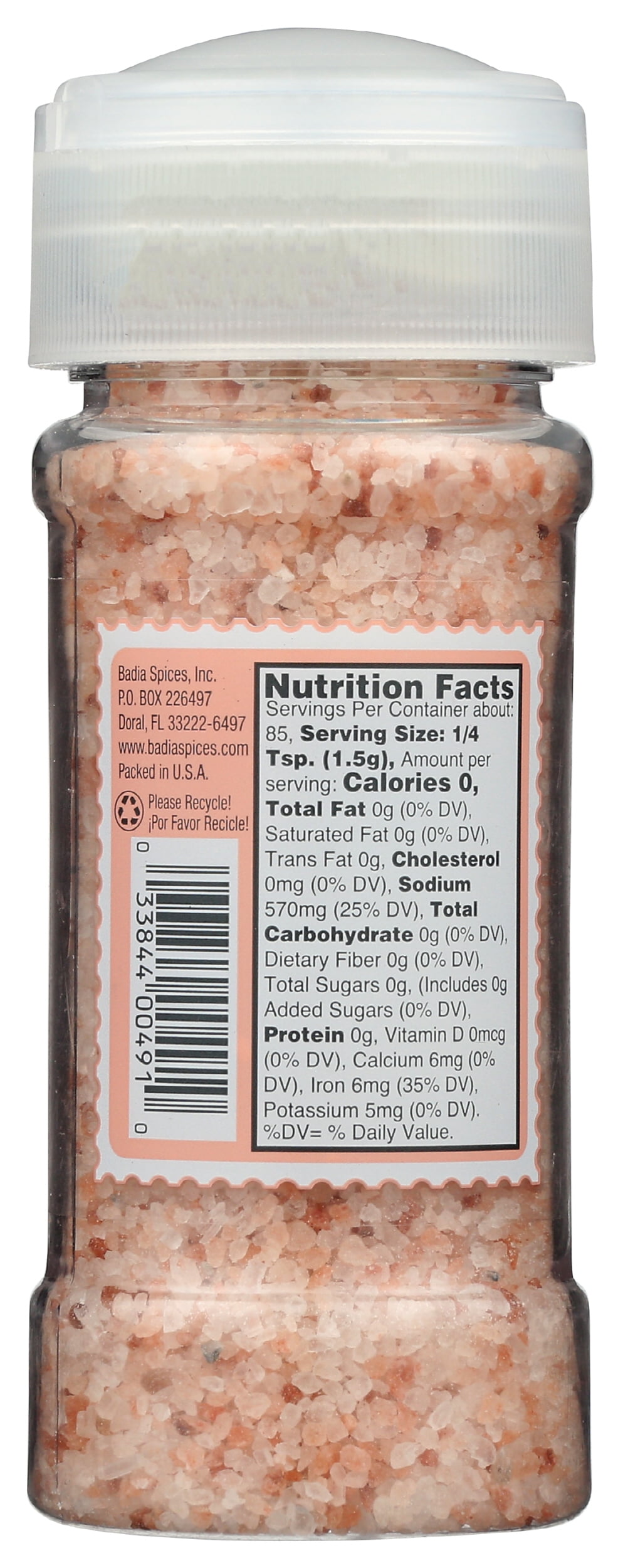 Pack of 8, Badia Pink Himalayan Salt Grinder, 4.5 oz