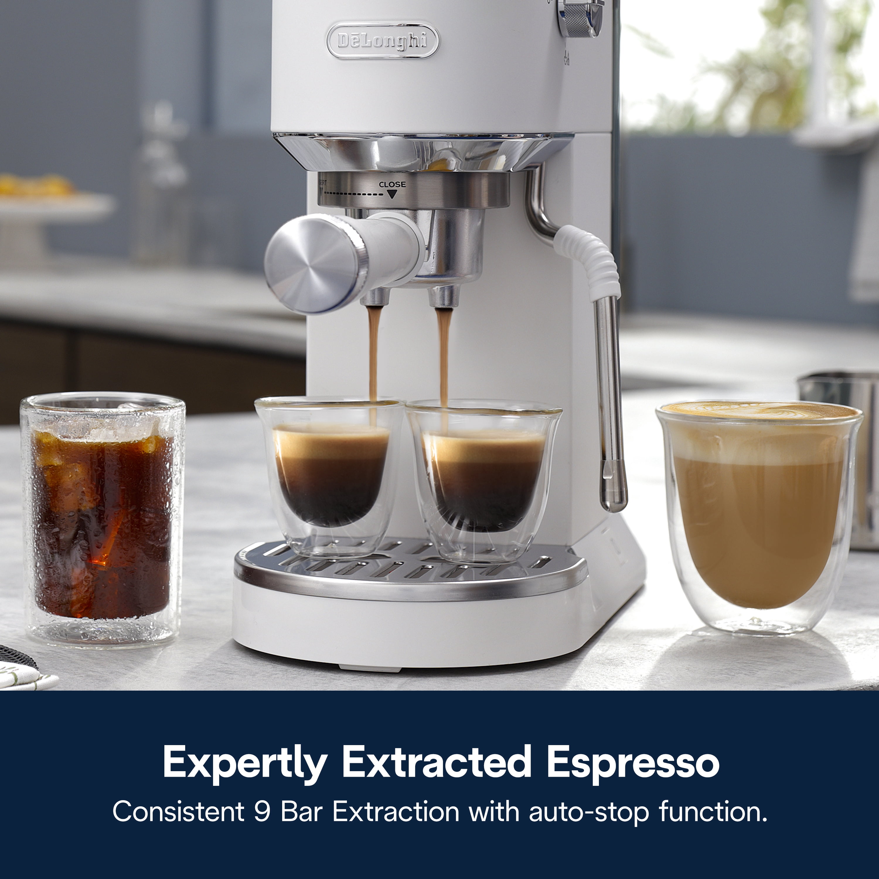 De’Longhi Dedica Duo Espresso Machine, Compact Size with Built in Frother for Latte Art, Brew Espresso, Cold Brew, Lattes & More, Vanilla