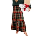 thumbnail image 5 of Wutalume Women's Vintage Plaid Ruffled Maxi Skirt, High Waist Pleated Design, Flowy A-Line Skirt for Casual Outings and Travel,Dark Green XL, 5 of 6