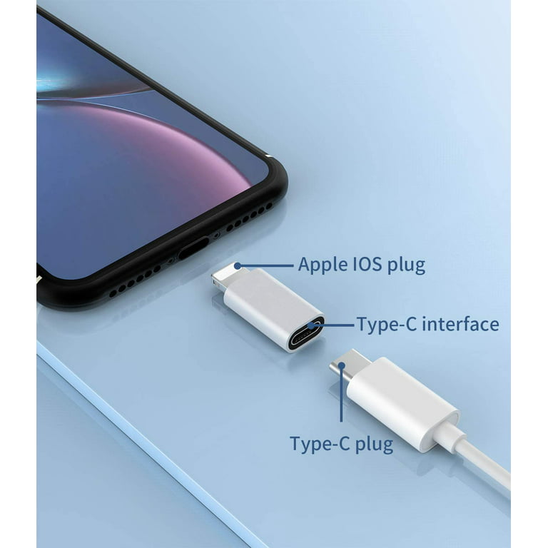 USB Type C Female to Lightning Male Adapter, USB-C Cable with Charge & Sync  Data