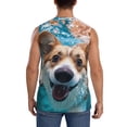 thumbnail image 4 of Balery Sea Swimming Corgi Camisetas sin mangas para hombre, absorbe la humedad y protege contra el mal olor.-X-Large, 4 of 7