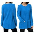 thumbnail image 3 of Long Sleeve Shirts for Women Long Sweaters with Pockets Tunic Tops Loose Fit Blue M, 3 of 5