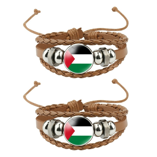 Guardurnaity 2x de dijes personalizados para la bandera palestina idea de regalo de apoyo de la bandera de Palestina Ropa, zapatos y accesorios Miscelánea Marrón
