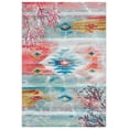 thumbnail image 4 of SAFAVIEH Barbados Aztec Corals Outdoor Area Rug, Light Blue/Pink, 4' x 6', 4 of 10