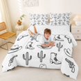 thumbnail image 3 of Homewish Sketch Cowboy Hot Boots Queen Comforter Set,Desert Cactus Comforter Sets Queen,White,Reversible,3pcs,1 Comforter and 2 Pillowcases, 3 of 7