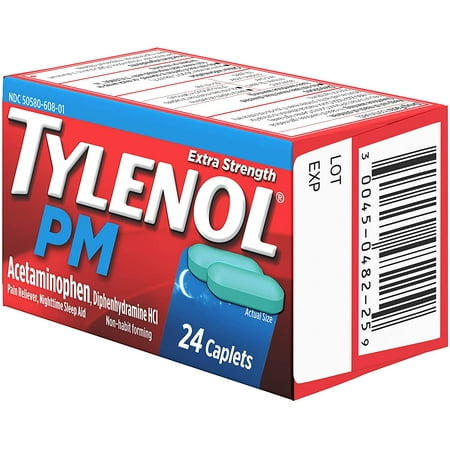 TYLENOL Extra Strength PM Caplets 24 ea (Pack of 2)
