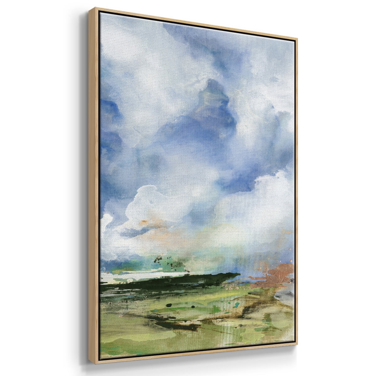 Spring Air II Framed Premium Gallery Wrapped Canvas - Ready to Hang - 27 x 41 - Natural Wood Floating Frame