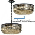 thumbnail image 4 of 5 Lights 24" Modern Glam Matte Black Crystal Flush Mount, 4 of 10