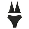 thumbnail image 2 of Fesfesfes Swimsuit for Women Women's Bikini Solid Set Swimsuit Two Piece Filled Bra Swimwear Beachwear, 2 of 6