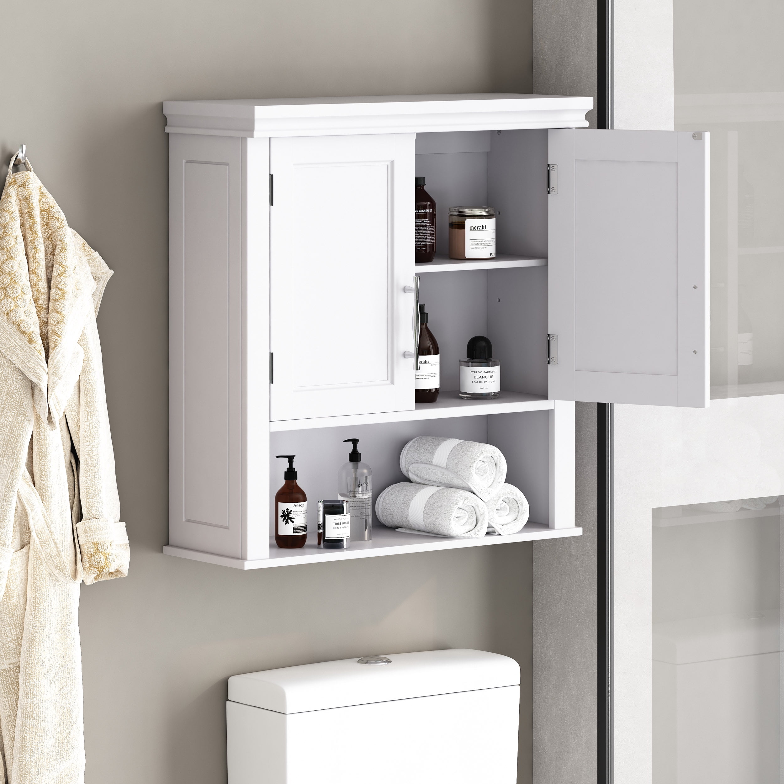 Lavish Home Wall-Mounted Bathroom Organizer - Medicine Cabinet or  Over-the-Toilet Storage (White) 80-BATH-WALLOTTTR-WH - The Home Depot