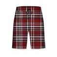 thumbnail image 5 of Miluxas Mens Plaid Check Soft Lightweight Long Shorts Drawstring Pants with Pocket Red L(L), 5 of 6