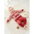 thumbnail image 4 of BemeyourBBs Toddler Baby Boy Girl Valentines Day Outfits Lover Boy Letter Long Sleeve Pullover Sweatshirt Tops Stripe Pants Set Spring Fall Winter Clothes, 4 of 9