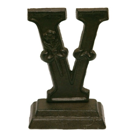 Iron Ornate Standing Monogram Letter V Tabletop Figurine 5 Inches
