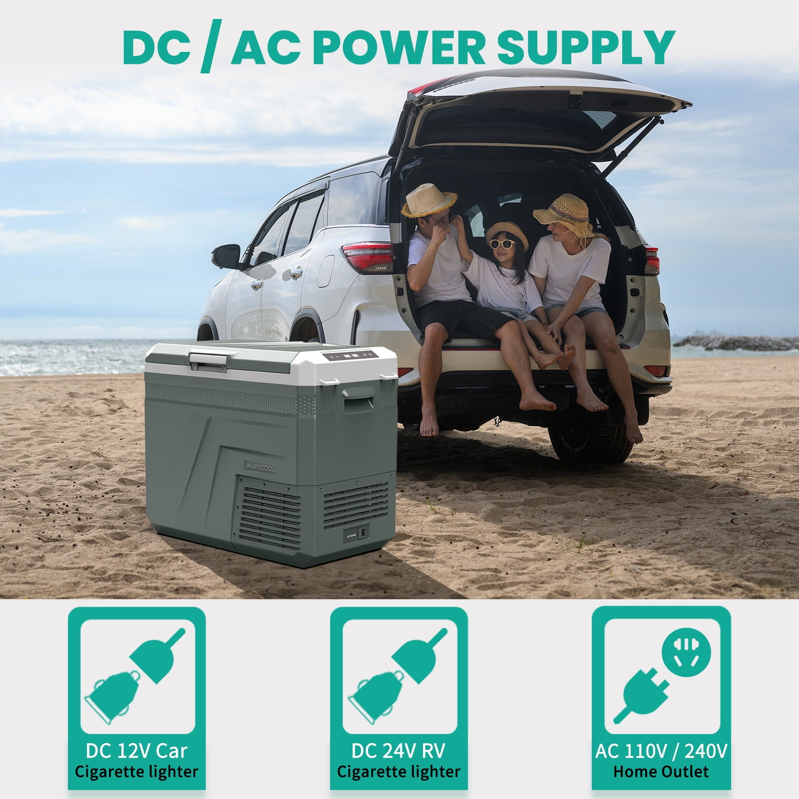 Alpicool Car Refrigerator, 34 qt Portable Refrigerator with Dual Zone 12v Freezer and Fridge,Fast cooling -4℉~68℉ for RV, Travel, Truck,Outdoor, Home,Camper