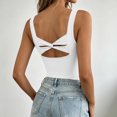 thumbnail image 4 of Women Undershirt Baeitkot Women's Fashion Solid Color Round Neck Built-In Chest Pad No Sleeve Sports Top, 4 of 7