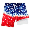 thumbnail image 4 of Gubotare Boys American Flag Swim Short Boy's Summer Boho Print Shorts Casual Kids Drawstring High Waisted Graphic Shorts with Pocket (Sky Blue,Size 6-7 Years), 4 of 4