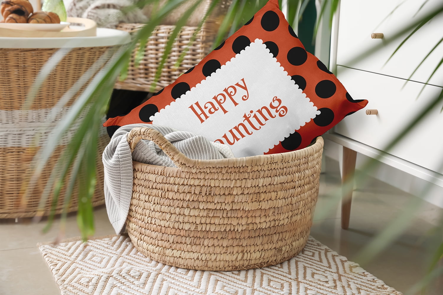 20" x 14" Simply Daisy Halloween Happy Haunting Dots Polyester Accent Pillow, Harvest Orange Qty 1