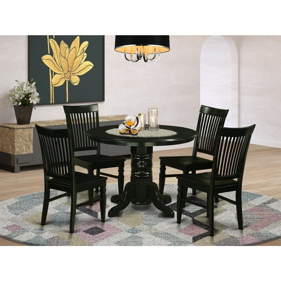 Round Dining Table Set - 5 Piece Kitchen Dinette Table & Chairs - City Chic Style