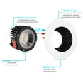 thumbnail image 4 of Luxrite 4 Inch LED Recessed Light, 15W, 5 Color Selectable, 1100 Lumens, Dimmable, Wet Rated - White and Black Trim, 4 of 7
