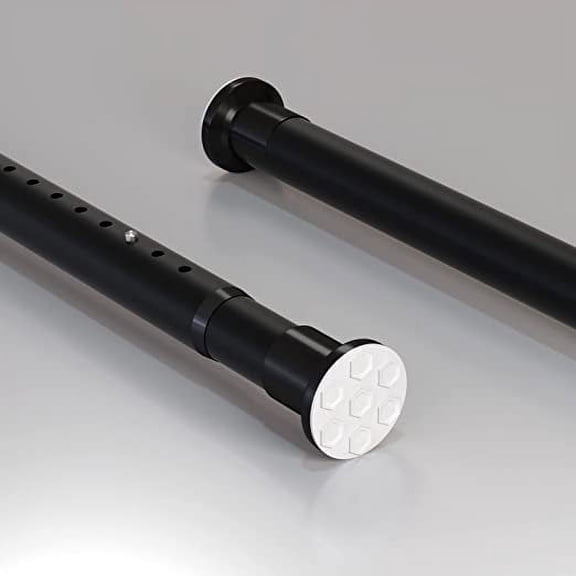 Homease Tension Shower Curtain Rods 28 - 43.3 In Never Rust Adjustable Spring Rods for Window Bathroom Balcony Storeroom Laundry Non-slip No Drilling Easy to Install Black Matte