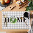 thumbnail image 2 of Rustic Home Placemats Set of 4, Green Eucalyptus Leaves Wreath Wooden Plaid Placemats for Dining Table, Place Mats for Kitchen Tabletop, Waterproof Wipeable Dining Table Mats Set, 2 of 9