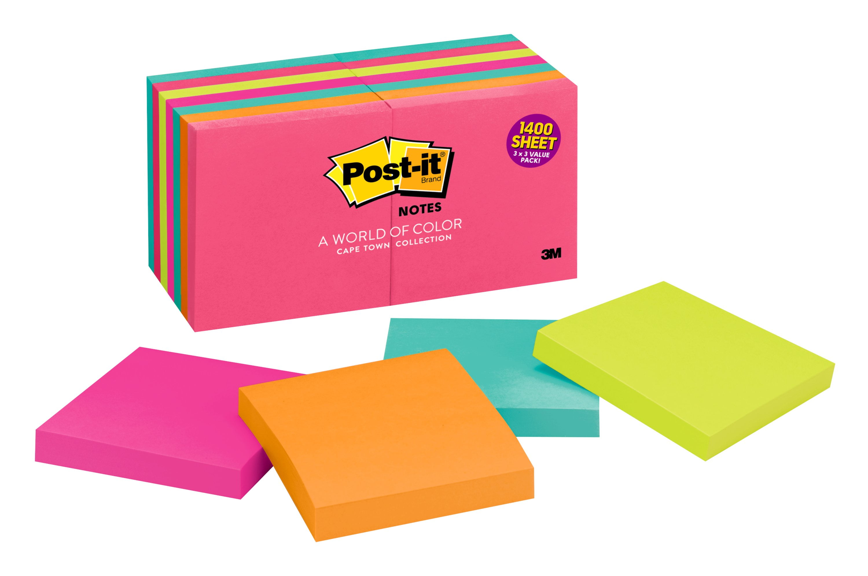 Postit Notes, 3" x 3", Cape Town Collection, 14 Pads
