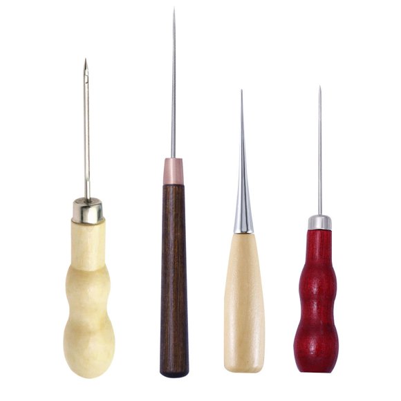 Xingzhi 4pcs Woodworking Awls Stainless Steel Punching Awls Stainless Steel Punching Awls with Handle DIY Leather Sewing Tools for Dressmaker