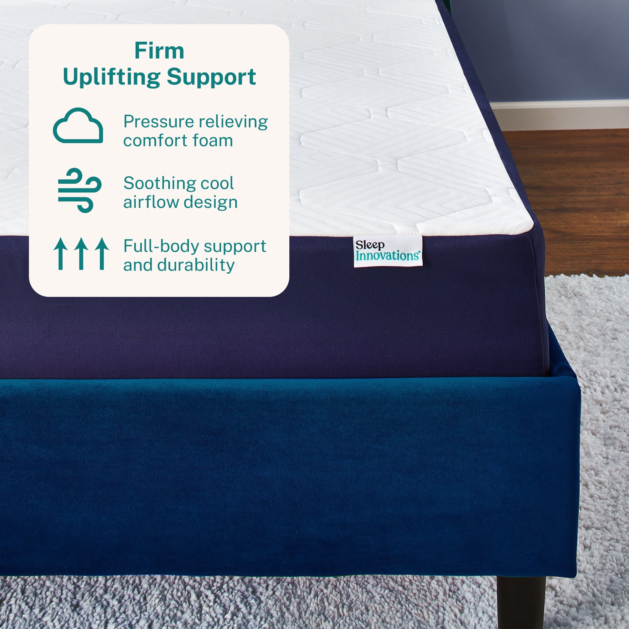 Sleep Innovations Arlo Cooling Firm Support Foam Mattress, 10 Inch Bed in a Box, Twin Size