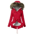 thumbnail image 5 of Winter Coats for Womens Hooded Warm Winter Overcoat with Lined, Winter Parka Jacket Thick Down Outerwear Jacket for Women Red L, 5 of 8