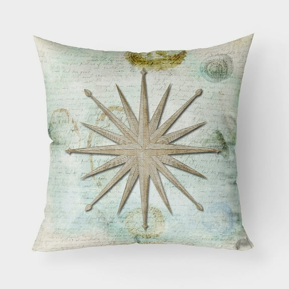 Carolines Treasures SB3024PW1818 Beach Nautical Navigation Star Fabric Decorative Pillow 18H x18W multicolor
