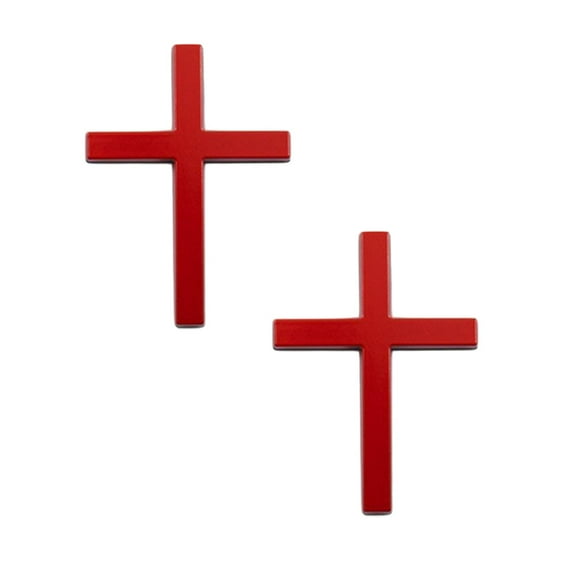 2PCS Metal Christian Cross Emblem, 3D Jesus Car Badge Decal, Self-Adhesive Waterproof Auto Sticker for Truck SUV Tailgate Fender Religious Decoration