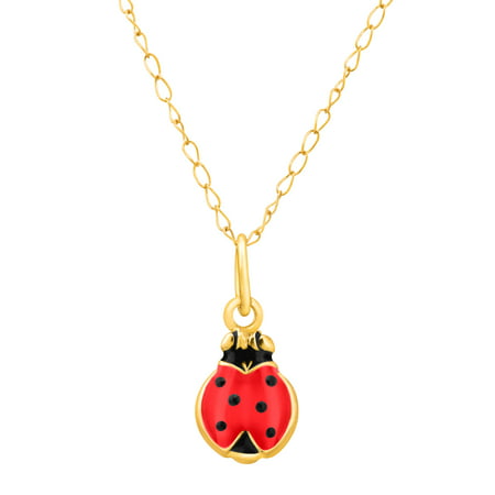 Girl's Ladybug Pendant Necklace in 14kt Gold