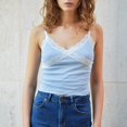 thumbnail image 2 of Sngxgn Basic Women's Tank Top Ladies V-Neck Camisole Loose Sleeveless Blouse Tank Shirt(Sky Blue,L), 2 of 7