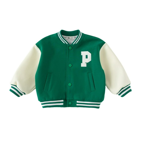 Esaierr 1-8 Years Boys Girls Baseball Jacket for Kids Baby,Spring Fall Blocking Letters Baseball Coats,Varsity Style School Jackets Outerwear