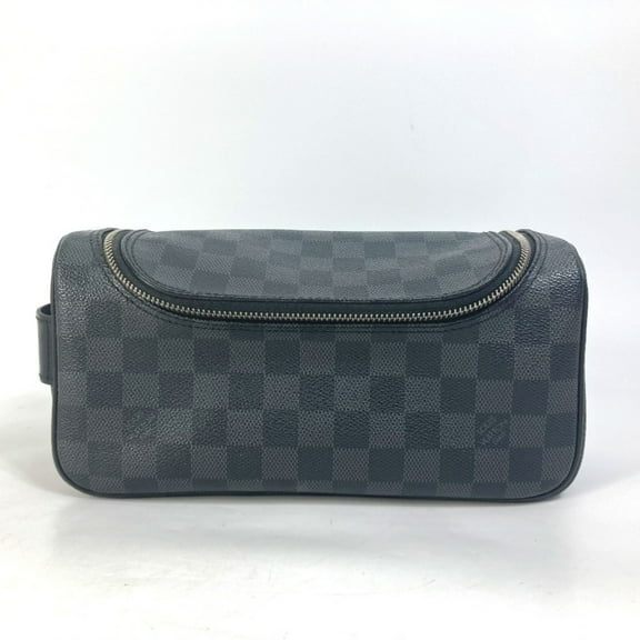 Pre-Owned LOUIS VUITTON N47625 Damier Graphite Toiletry Pouch, Makeup Cosmetic Second... (Good)