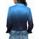 thumbnail image 2 of TaTaai Womens Ombre Gradient Satin Shirt Long Sleeve Button Down Collar Blouse Silky Open Front Loose Fit Evening Top Gift, 2 of 5