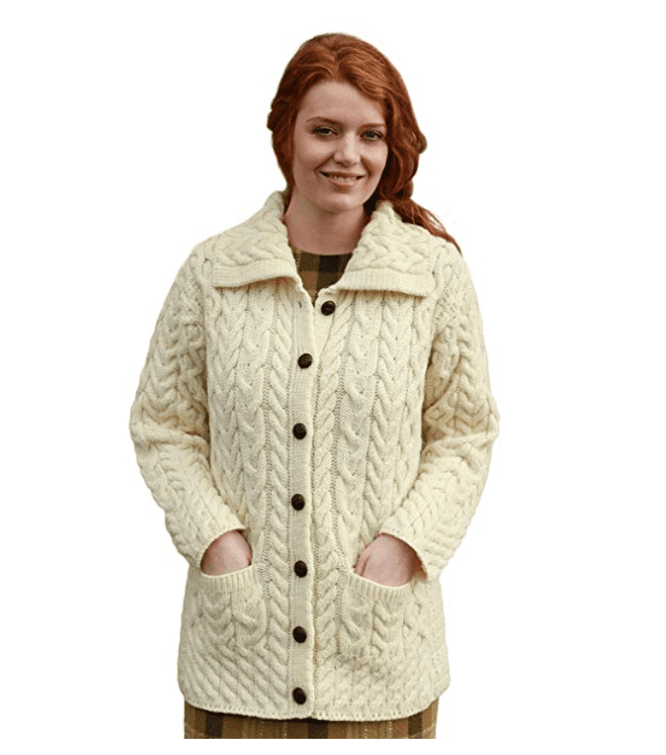 Aran Woollen Mills Aran Woollen Mills Women's Aran Knit Cardigan 100