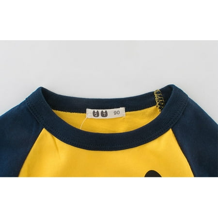 

NECHOLOGY Toddler Kids Baby Boys Girls Cars Print Long Sleeve Crewneck T Shirts Tops Tee Clothes For Children Solid Color Shirt Navy 3-4 Years