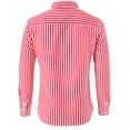 thumbnail image 4 of Vertical Stripe Long Sleeve Shirt for Men Button Down Collar Dress Shirt Slim Fit Business Casual Shirt Red 3XL, 4 of 4