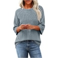 thumbnail image 2 of Warop 3/4 Sleeve Sweaters for Women Fall Clothes Tunic Tops Casual Solid Color Crewneck Pullover Basic Ribbed Knit Shirts, 2 of 6