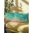 thumbnail image 5 of 1 Pack Outdoor Throw Pillow, Teal Ombre Coastal Waterproof Pillow with Insert Included, Summer Nautical Beach Ocean Seaside Decorative Accent Cushion Lumbar Pillows for Patio Porch, 12 x 20 In, 5 of 8
