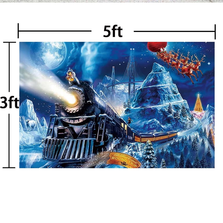Décor De Fête Polar Express – Fond Scintillant, Flocons, Billets, Pailles Et Clochettes Jingle
