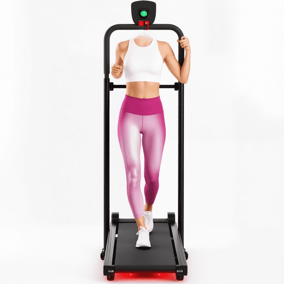 Dual Flywheel Manual Treadmill - Foldable Non-Electric Walking Machine for Home and Gym