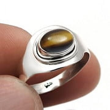 Natural Tiger Eye 925 Sterling Silver Elegant Women Gift Ring Jewelry Size 6