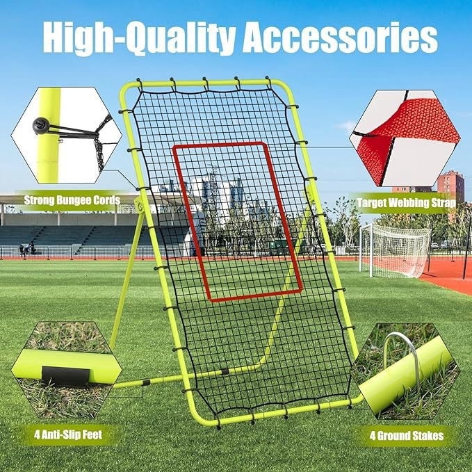 7x4ft Volleyball Rebound Net with 5 Adjustable Angles, Portable Practice Net for Beginners & Pros
