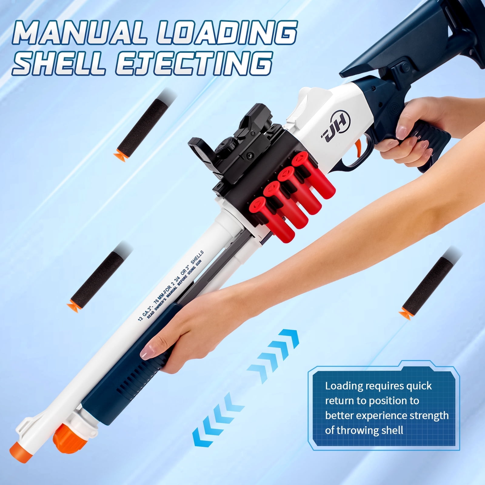 30in Foam Dart Blaster[with 50 Soft Darts] – Shell Ejecting Soft Dart Blaster, Manual Spring Action, Outdoor Shooting Games for 14+ Years Old