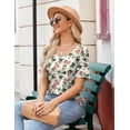 thumbnail image 4 of Zeagoo Womens Summer Top Casual V Neck Short Sleeve Floral Tee Shirts Ladies Tunic Tops for Legging, 4 of 6